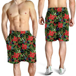 Xmas Poinsettia Pattern Print Men's Shorts