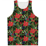 Xmas Poinsettia Pattern Print Men's Tank Top