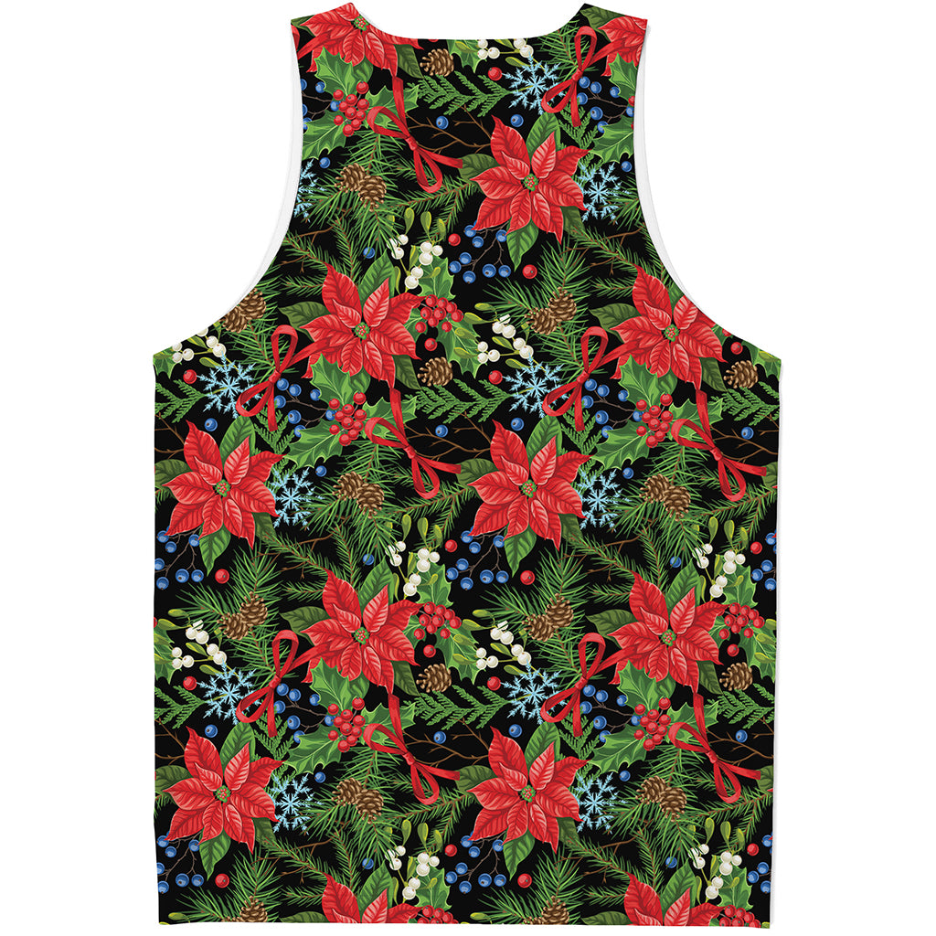 Xmas Poinsettia Pattern Print Men's Tank Top