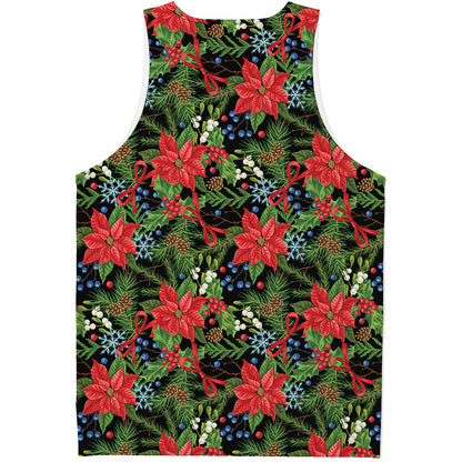 Xmas Poinsettia Pattern Print Men's Tank Top