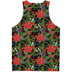 Xmas Poinsettia Pattern Print Men's Tank Top