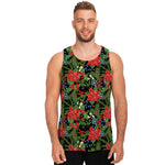 Xmas Poinsettia Pattern Print Men's Tank Top