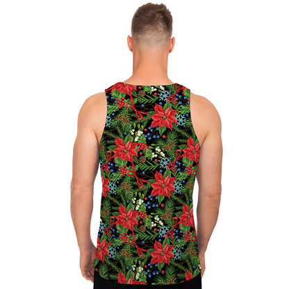 Xmas Poinsettia Pattern Print Men's Tank Top