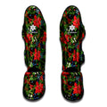 Xmas Poinsettia Pattern Print Muay Thai Shin Guards
