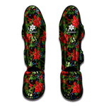 Xmas Poinsettia Pattern Print Muay Thai Shin Guard