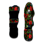 Xmas Poinsettia Pattern Print Muay Thai Shin Guard