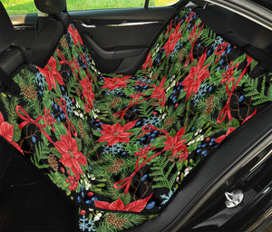 Xmas Poinsettia Pattern Print Pet Car Back Seat Cover