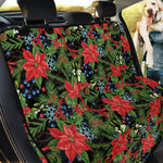 Xmas Poinsettia Pattern Print Pet Car Back Seat Cover