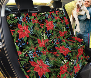 Xmas Poinsettia Pattern Print Pet Car Back Seat Cover