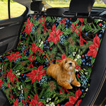 Xmas Poinsettia Pattern Print Pet Car Back Seat Cover