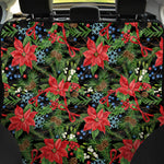 Xmas Poinsettia Pattern Print Pet Car Back Seat Cover