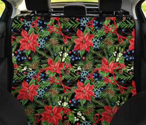 Xmas Poinsettia Pattern Print Pet Car Back Seat Cover