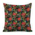 Xmas Poinsettia Pattern Print Pillow Cover