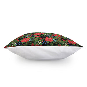 Xmas Poinsettia Pattern Print Pillow Cover