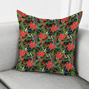 Xmas Poinsettia Pattern Print Pillow Cover