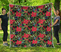 Xmas Poinsettia Pattern Print Quilt