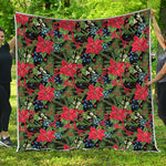 Xmas Poinsettia Pattern Print Quilt