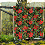 Xmas Poinsettia Pattern Print Quilt