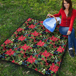 Xmas Poinsettia Pattern Print Quilt
