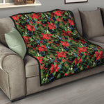 Xmas Poinsettia Pattern Print Quilt