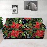 Xmas Poinsettia Pattern Print Sofa Cover