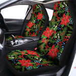 Xmas Poinsettia Pattern Print Universal Fit Car Seat Covers