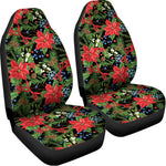 Xmas Poinsettia Pattern Print Universal Fit Car Seat Covers