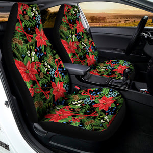 Xmas Poinsettia Pattern Print Universal Fit Car Seat Covers