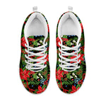 Xmas Poinsettia Pattern Print White Sneakers