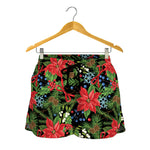 Xmas Poinsettia Pattern Print Women's Shorts