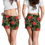 Xmas Poinsettia Pattern Print Women's Shorts