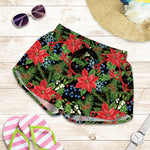 Xmas Poinsettia Pattern Print Women's Shorts