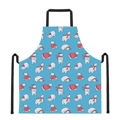 Xmas Polar Bear Pattern Print Apron