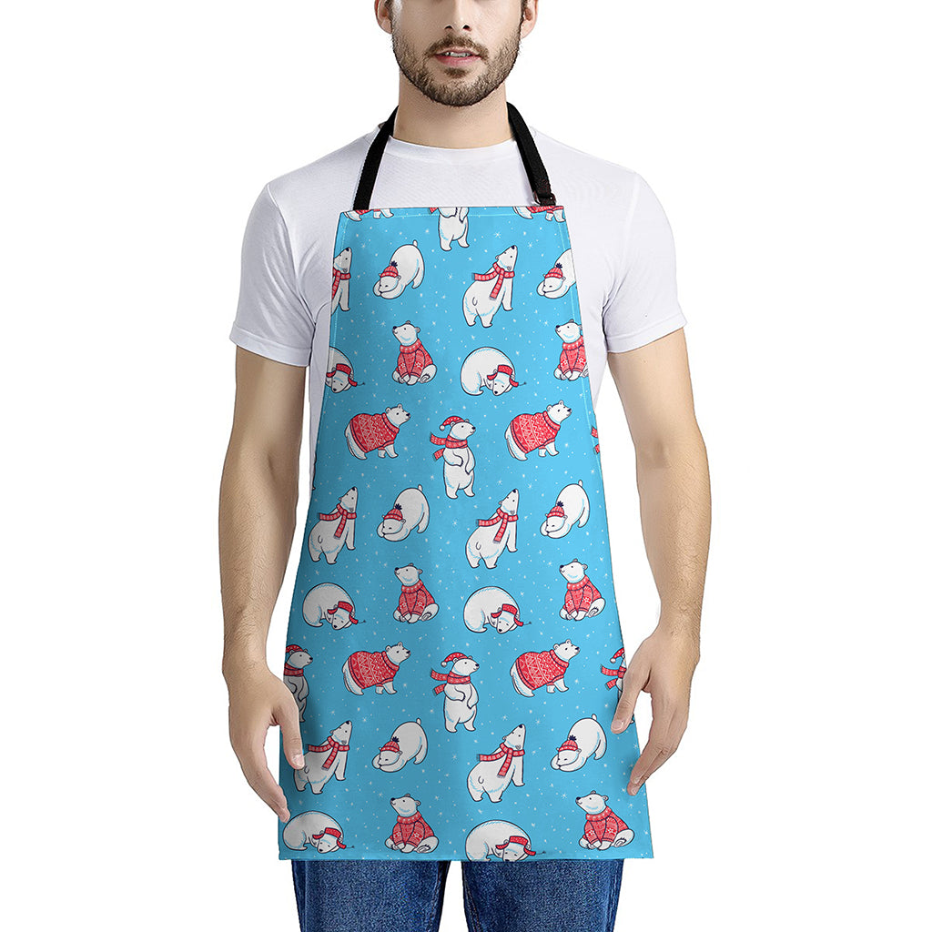 Xmas Polar Bear Pattern Print Apron