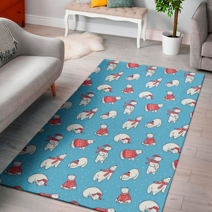 Xmas Polar Bear Pattern Print Area Rug