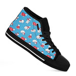 Xmas Polar Bear Pattern Print Black High Top Shoes