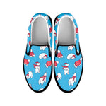 Xmas Polar Bear Pattern Print Black Slip On Shoes