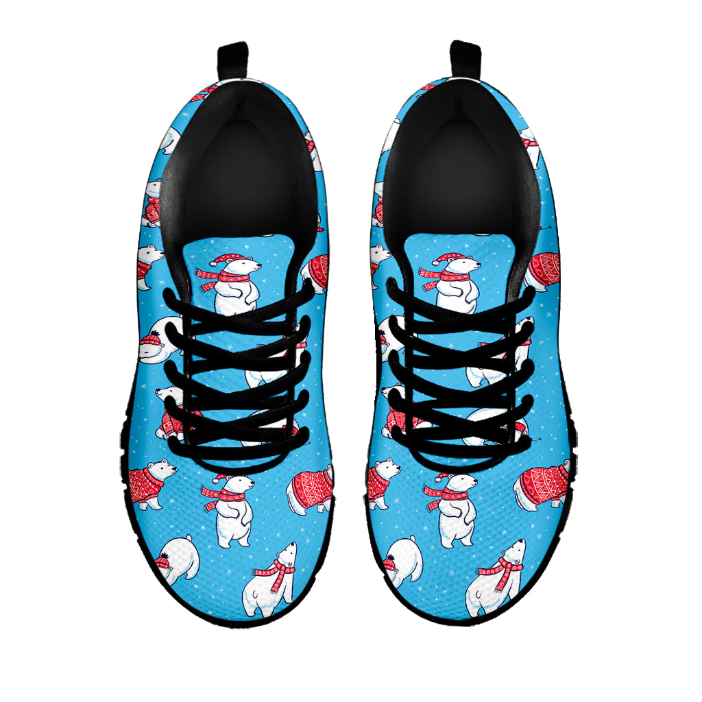 Xmas Polar Bear Pattern Print Black Sneakers