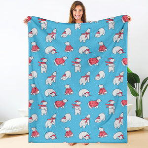 Xmas Polar Bear Pattern Print Blanket