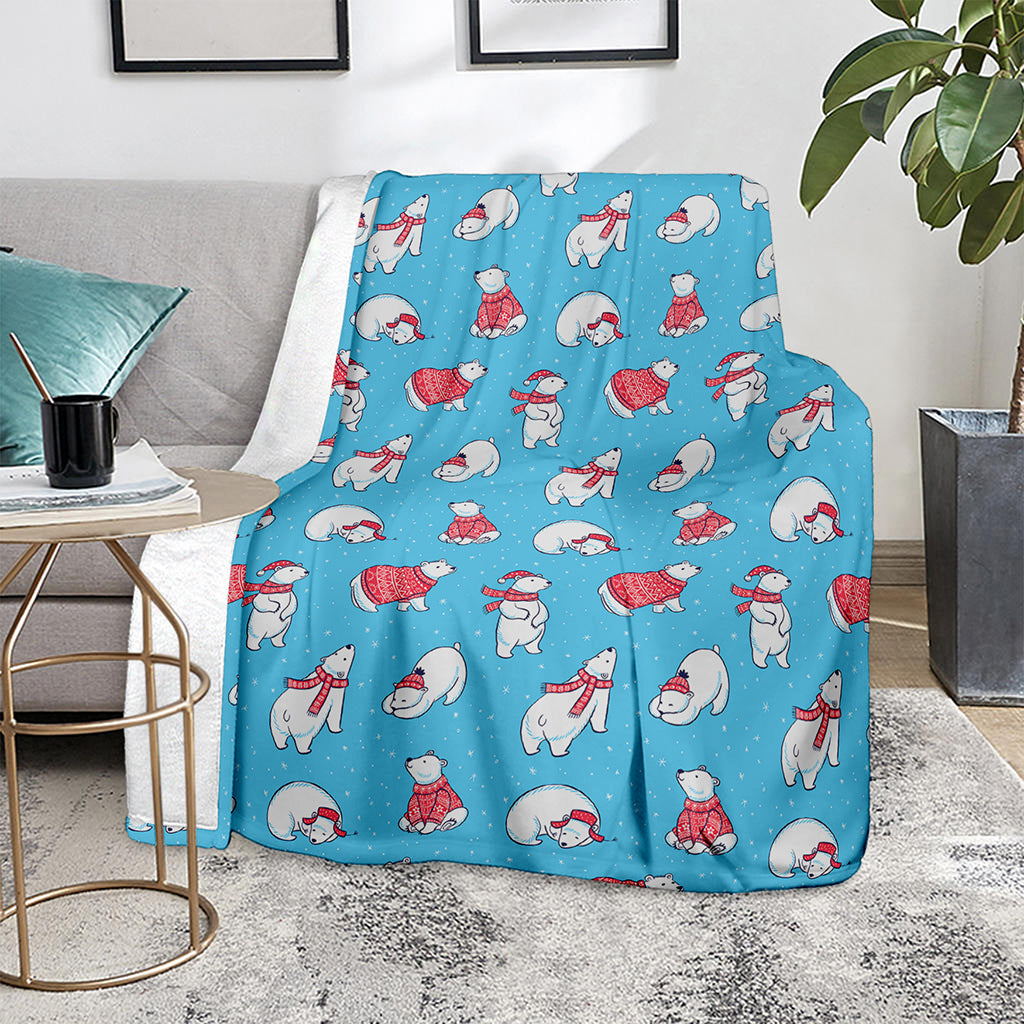 Xmas Polar Bear Pattern Print Blanket