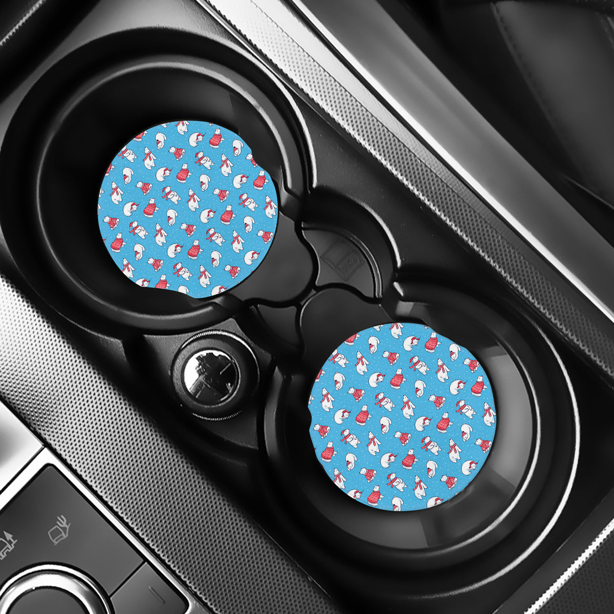 Xmas Polar Bear Pattern Print Car Coasters