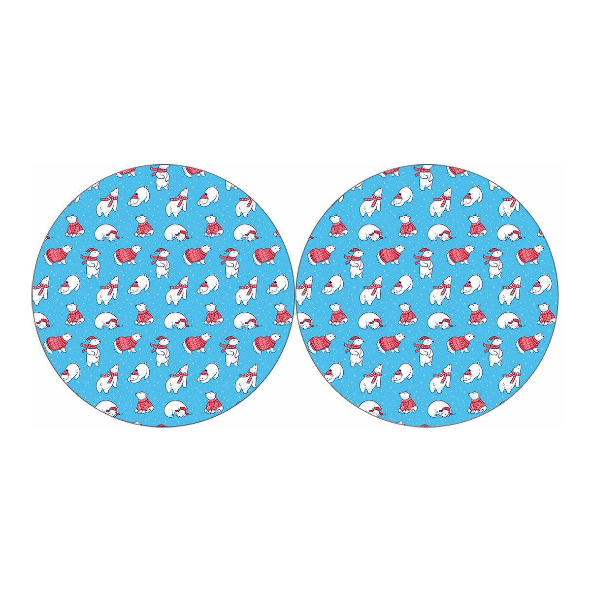 Xmas Polar Bear Pattern Print Car Coasters
