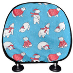 Xmas Polar Bear Pattern Print Car Headrest Covers