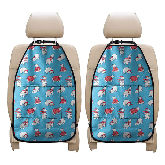 Xmas Polar Bear Pattern Print Car Seat Organizers