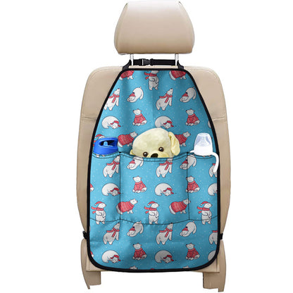 Xmas Polar Bear Pattern Print Car Seat Organizers
