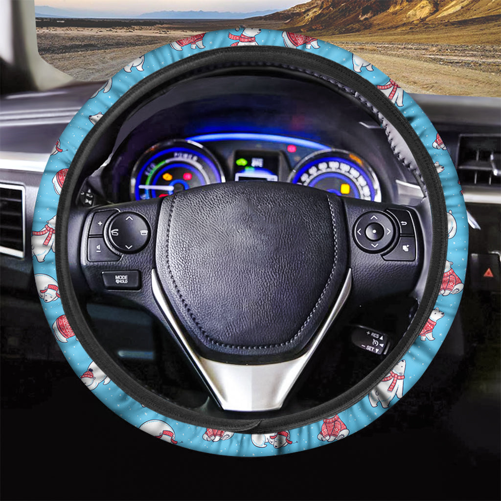 Xmas Polar Bear Pattern Print Car Steering Wheel Cover