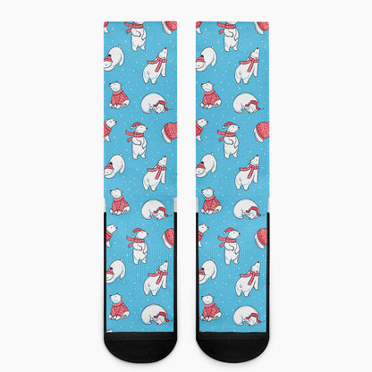 Xmas Polar Bear Pattern Print Crew Socks