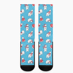 Xmas Polar Bear Pattern Print Crew Socks