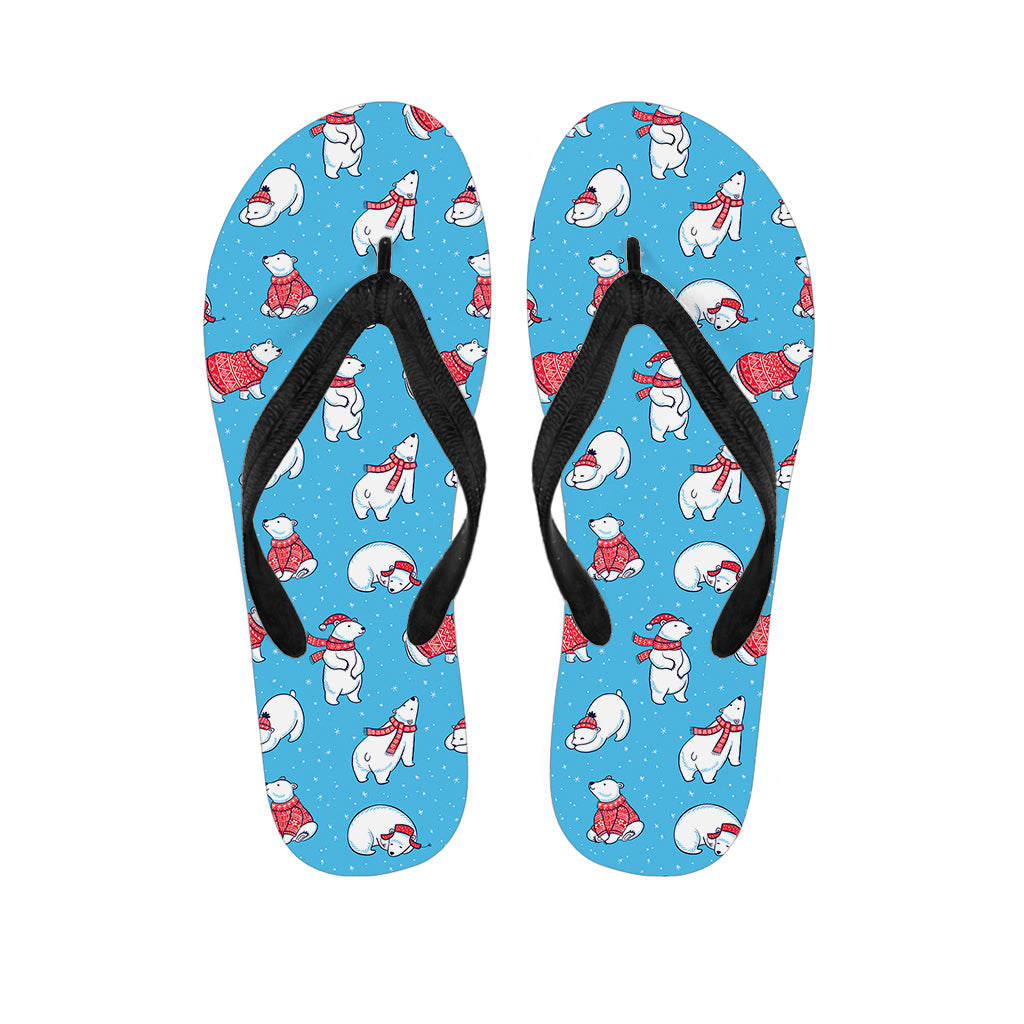 Xmas Polar Bear Pattern Print Flip Flops