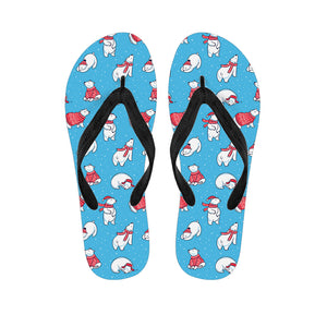 Xmas Polar Bear Pattern Print Flip Flops